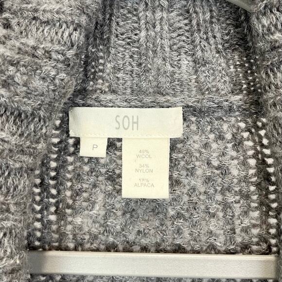 SOH Size 2 XS P Belted Open Front Cardigan Sweater Wool Alpaca Blend Gray - Picture 4 of 10